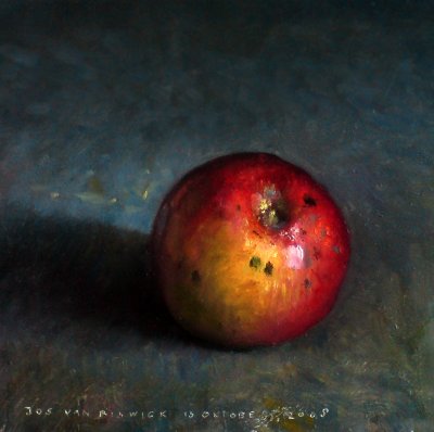 Still life with apple, red