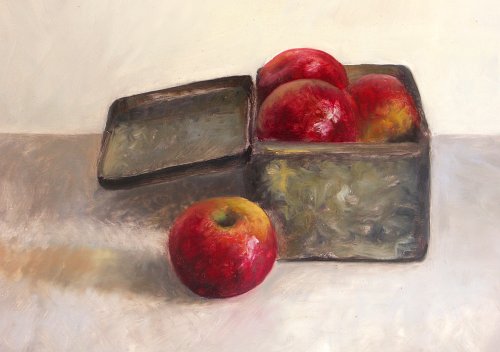 Still life with apples, stage 1